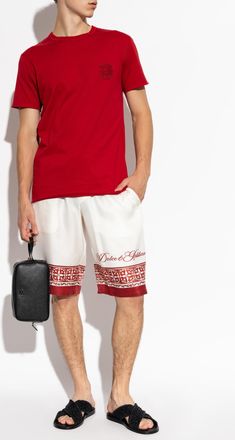 Dolce & Gabbana T-shirt With Raw Finish, Mens, Red
