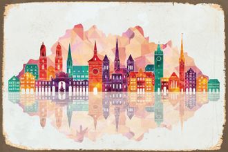 Queence Metallbild »Marlena« Städte Blechschilder