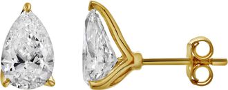 LuvMyJewelry Bosc 14K Yellow Gold Lab Grown Pear Shaped Solitaire Diamond Earrings - 2.07 Cts