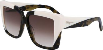 Ferragamo Green Acetate Womens Sunglasses