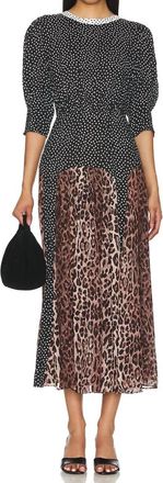 Rixo Meg Midi Dress In Leopard Polka Dot