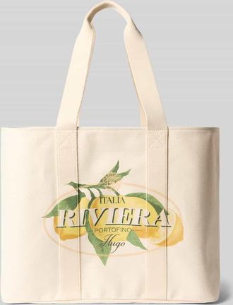 HUGO BOSS Strandtasche aus reiner Baumwolle Modell BECKY CPR in Offwhite, Gr&ouml;&szlig;e 1