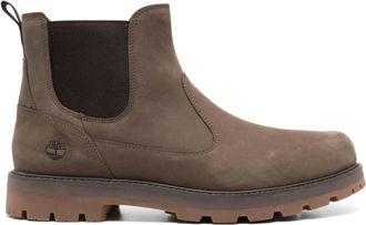 Timberland Bruine Nubuck Leren Instaplaarzen - Heren - Chelseaboots - Bruin - 42 EU - Schoenen