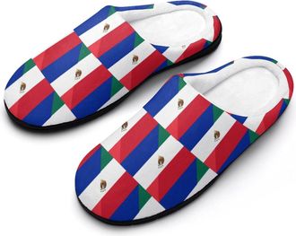 Generic France And Mexican Flag Mens Slippers Memory Foam Winter Warm Sandals Slip On House Shoes Size 7-14