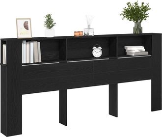 vidaXL Headboard Cabinet Black Oak 220x18,5x104,5 cm Vidaxl