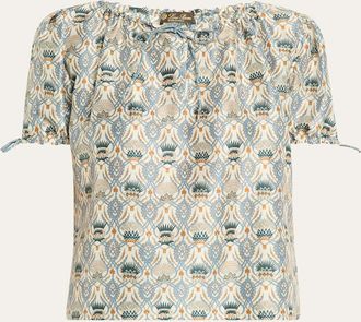 Loro Piana Rose Cardo Veneziano Printed Silk Shirt