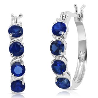 MAX + STONE Sterling Silver Round Gemstone Statement Hoop Earrings