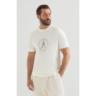 Brunello Cucinelli Cotton jersey crew neck T-shirt with print in Off-White at Nordstrom, Size Xxx-Large Eu