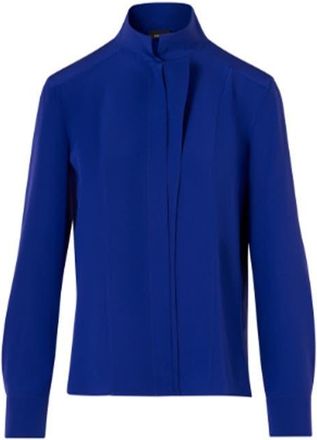 Akris Stand Collar Silk Crepe Shirt in Purple at Nordstrom, Size 10