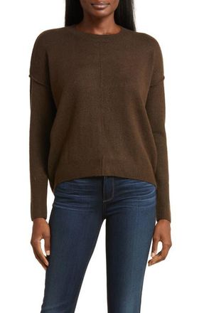 Vince Camuto Exposed Seam Crewneck Sweater in Chocolate at Nordstrom, Size X-Small