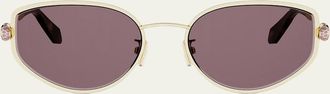 Bulgari Serpenti Forever 55mm Metal Oval Sunglasses