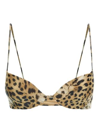Roberto Cavalli leopard-print triangle bikini top - Brown