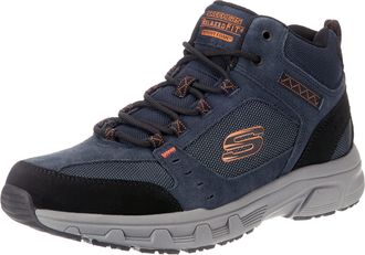 Skechers OAK CANYON- IRONHIDE, Mens Hi-Top Trainers, Blue (Navy Suede/Mesh/Pu/Orange Trim Nvor), 7.5 UK (41.5 EU)