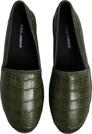 Dolce & Gabbana Mens Green Exotic Leather Espadrilles Slip On Shoes
