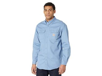 Carhartt Work in Progress Flame-Resistant (FR) Classic Twill Shirt Mens Short Sleeve Button Up Medium Blue : 2XL (Reg), Twill/Nylon/Cotton