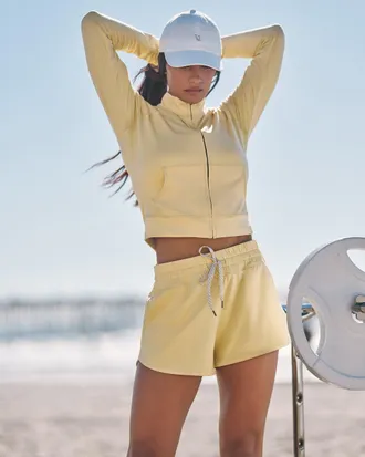 Vuori Clothing Halo Mini Track Jacket | Lemon Snap Heather | XS, Size Extra Small