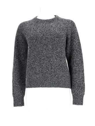 Aspesi Textured Grey Wool Sweater With Classic Crew Neckline