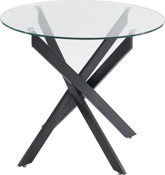 Vente-Unique Mesa redonda de comedor para 2 personas de vidrio templado y metal negro - Transparente - COSIMA