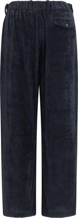Giorgio Armani Mens Wide-Leg Ribbed Viscose Velvet Pants Anthracite Trousers