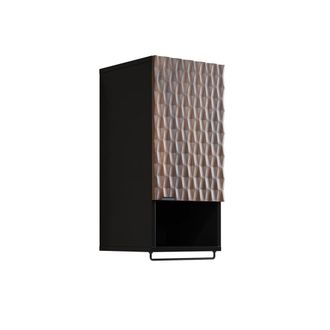 Petits Meubles Armario de pared 1 puerta paneles laminados madera y negro