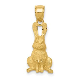 Diamond2Deal 14k Yellow Gold Diamond-cut Rabbit Pendant