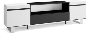 Skraut Home Skraut Home - Mueble Tv, Televisi&oacute;n, Muebles De Sal&oacute;n, Almacenaje, 200x57x35cm, Para Tv Hasta 80, Dise&ntilde;o Industrial, Estilo Moderno, Blanco Y Negro