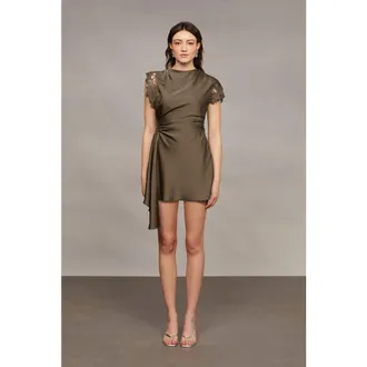 AMUR Zina ruched mini dress in Mosswood at Nordstrom, Size 2