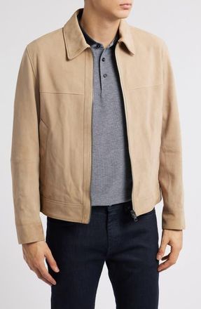 BOSS Malbano Goatskin Suede Jacket in Lt Bge at Nordstrom, Size 46R