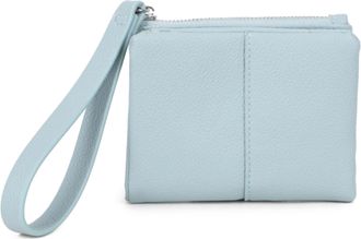 Generic Womens Faux Leather Wristlet Pouch, Zip Top Clutch with Wrist Strap, Textured Grain (Blue)