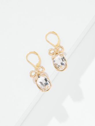 Talbots Dancing Bows Drop Earrings - Crystal/Gold - 001 Talbots
