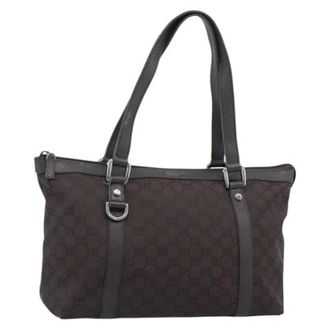 Gucci Vintage, unisex, Bruin, ONE Size, Leer, Pre-owned GG Canvas Tote Bag
