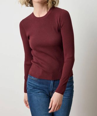 Lilla P Fitted Crewneck Sweater In Dark Cherry