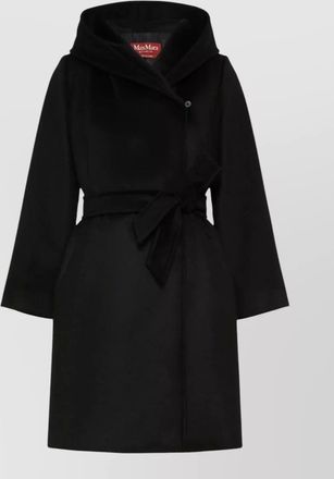 Max Mara wool hooded belted midi coat