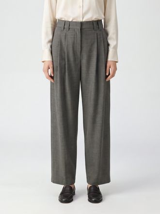 Brunello Cucinelli Pantaloni sartoriali a vita alta in misto lana grigio