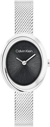 Calvin Klein Reloj correa de malla y bisel ovalado retorcido