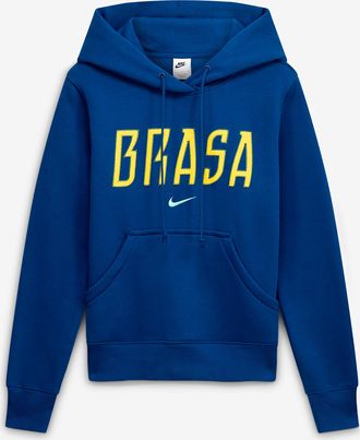 Nike Brazil Phoenix Fleece Nike Womens Soccer Pullover Hoodie in Blue | IB6148-433