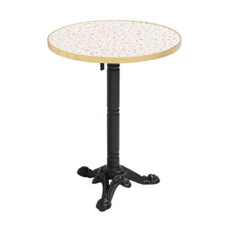Oviala Mesa redonda 60 cm basculante terrazo/oro y pie negro