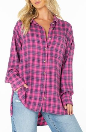 Roxy Driftwood Plaid Shirt in Naval Acad at Nordstrom, Size X-Small