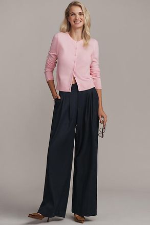 Maeve The Avery Linen Pleated Wide-Leg Trousers by Maeve Pants