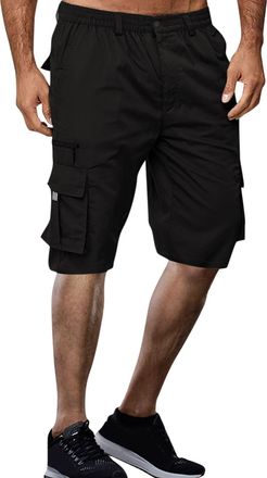 Generic Mens Cargo Shorts Lightweight Stretch Casual Quick Dry Shorts Drawstring Elastic Waisted Pockets Loose Hiking Gym Pants Black M