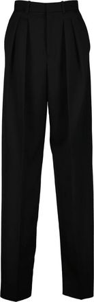 Saint Laurent Wijde Pijpen Broek - Dames - Wijde Broeken - Zwart - M - Wol - Broeken