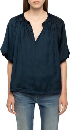 Zadig&Voltaire Teko Satin Top in Marine at Nordstrom, Size X-Small