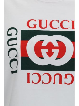 Gucci Womens T-Shirt Ancora G Loved Cotton White-Green White-Green-Multicolour T-Shirts & Jerseys White/green/multicolour
