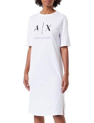 A|X Armani Exchange Womens Organic Fabric, Logo T-Dress Casual, Op. White, XS