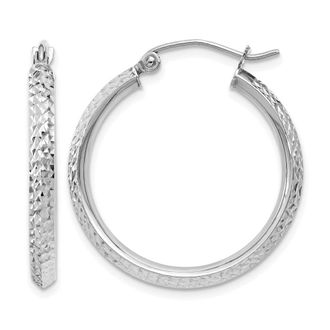 Diamond2Deal 14k Gold Diamond-cut 2.5x25mm Round Hoop Earrings