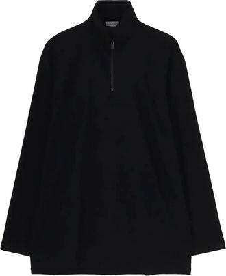 Yohji Yamamoto Maglione con mezza zip - Nero