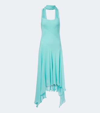 De La Vali Komi asymmetric georgette midi dress