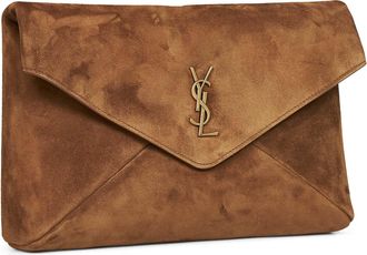 Saint Laurent Womens Envelope Clutch Cassandre Camel Calfskin