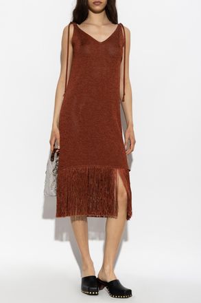 Akep Dress With Fringes, Womens, Brown