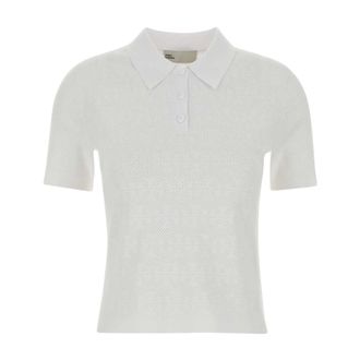 Tory Burch Tory Burch, Polo Shirts, female, White, Size: XS Pointelle Viscose Polo